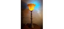 grande lampe calice  pied laiton et pate de verre 1930 art d