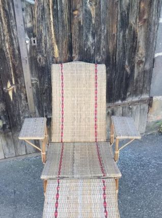 Chaise longue en rotin - Années 50