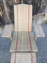 Chaise longue en rotin - Années 50