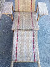 Chaise longue en rotin - Années 50