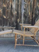 Chaise longue en rotin - Années 50