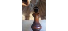 lampe  en bois tourner  et abat jour 1930  tissus et gallon 