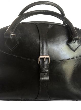 Sac à main vintage - magnifique cuir noir, début XXème