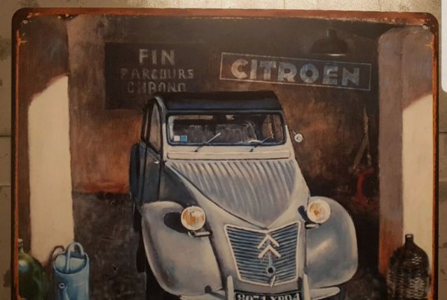 Plaque métal Citroën 2cv grange
