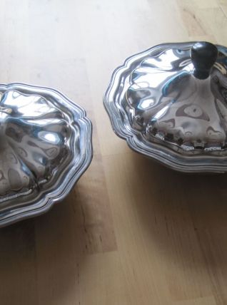 2  Anciens légumiers inox vintage