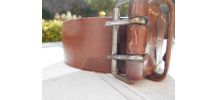 CEINTURE VINTAGE ANNEE 1940 MARRON TBE CUIR