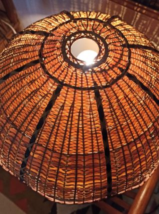 Lampe à poser vintage Osier et bois