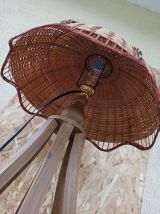 Lampe à poser vintage Osier et bois