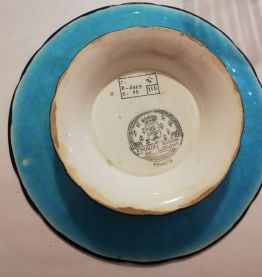 Assiette montée,assiette à fruits compotier Emaux de Longwy