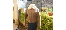BLOUSON CUIR MARRON VINTAGE T 38 TBE
