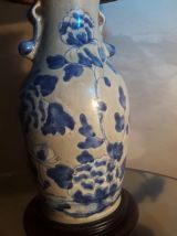 lampe  asiatique   peint a la main  fleur naive avec abajour