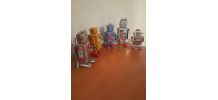  lot robots fer blanc réèdition 80s  vintage, deco, avec leu