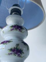 Lampe ancienne en faïence décor floral