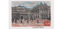 "Les passants" dessin sur une carte postale début du 20e