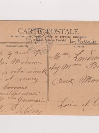 "Les passants" dessin sur une carte postale début du 20e