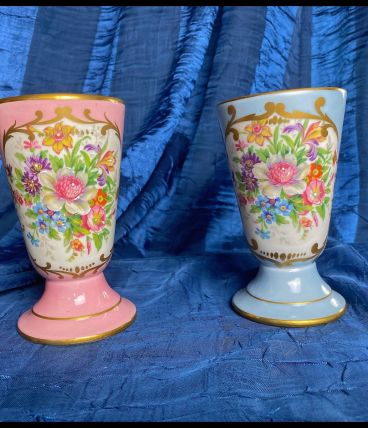 Lot de 2 mazagrans en porcelaine de Couleuvre
