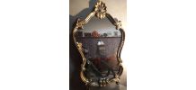 miroir style louis xv  fond  noir patiné  or  1970 en bonne 