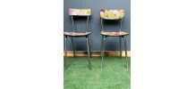 Chaises en formica recouvertes de WAX Fleur de mariage