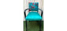 Fauteuil bridge en velours bleu