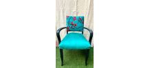Fauteuil bridge en velours bleu
