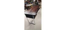 Bureau minimaliste amature chrome 1975; bois brut traite faç