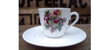 10 tasses à café et soucoupes en porcelaine de Chauvigny