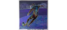 Numéro 3 en action. Joueur de foot. Pièce unique