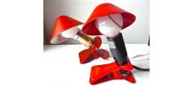 2 Lampes Champignon Liseuses à Pince Rouge Pop Age 60/70s