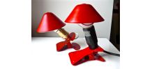 2 Lampes Champignon Liseuses à Pince Rouge Pop Age 60/70s