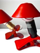 2 Lampes Champignon Liseuses à Pince Rouge Pop Age 60/70s
