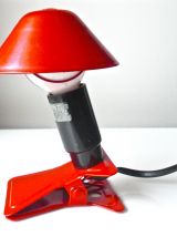 2 Lampes Champignon Liseuses à Pince Rouge Pop Age 60/70s