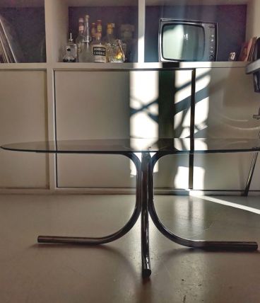 Table basse en verre fumé 70's