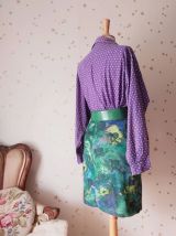 90 jupe crayon imprimé tropical vert violet XS