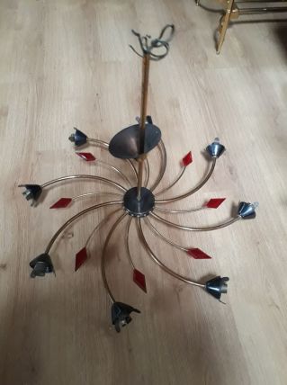 lustre  1960 typique  a 8 branchement  de tulipe en bon etat