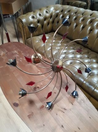 lustre  1960 typique  a 8 branchement  de tulipe en bon etat