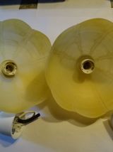 2 lustres/abat-jour/plafonnier forme fleur jaune en verre