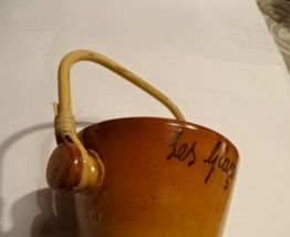 Seau à glaçons poterie et rotin années 80 pot