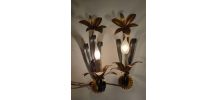 appliques murales vintage 2 fleurs noires et vieil or