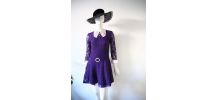 Robe mini en dentelle violette col Claudine Mod vintage 60's