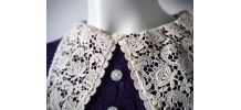 Robe mini en dentelle violette col Claudine Mod vintage 60's