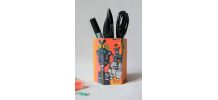 Pot à crayon.  Décor ethnique et coloré. Motif art singulier