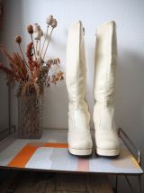 Bottes hautes à plateforme blanches GoGo Space Age 60s 70s