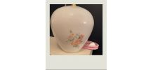 Balladeuse verre blanc, motifs délicats roses et feuillage