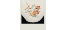 Balladeuse verre blanc, motifs délicats roses et feuillage