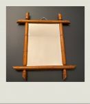Miroir en bois, sculpté pour imiter le bambou