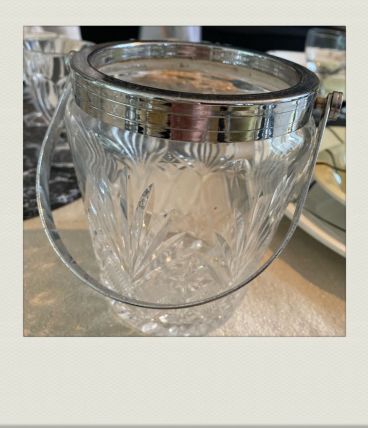 Seau à glaçons en verre ciselé