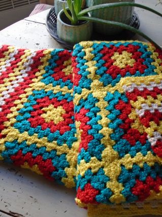 Plaid en crochet coton perlé
