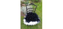 Chaise tres ancienne noire poudrée et dorée vraies plumes 
