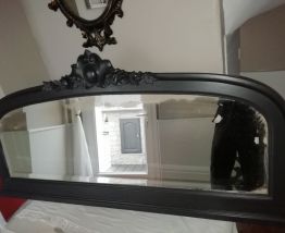 miroir très ancien relooké shabby noir poudré miroir biseaut