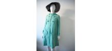 Manteau robe trapèze laine vert d'eau pastel vintage 60's